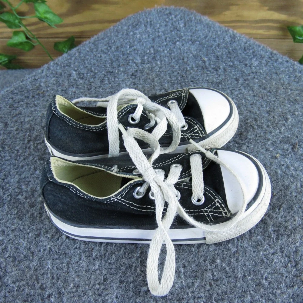 Converse Boys Sneaker Low Top Sz‎ T 6 Medium Black Fabric Lace Up